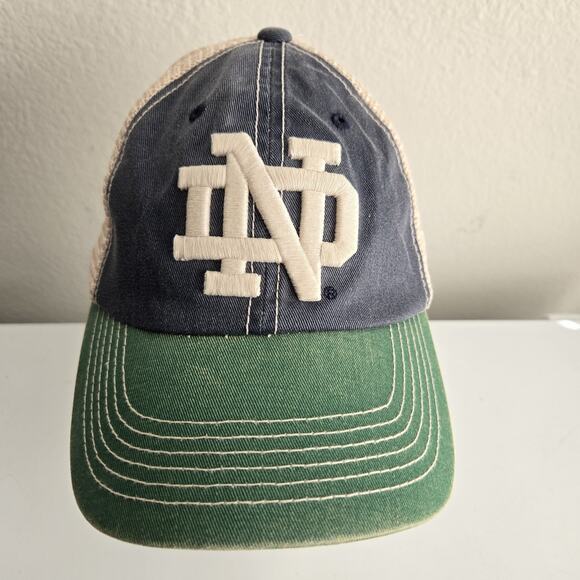 Notre Dame Fighting Irish Top of the World Offroad Trucker Hat Snapback Blue Tan - Picture 1 of 9